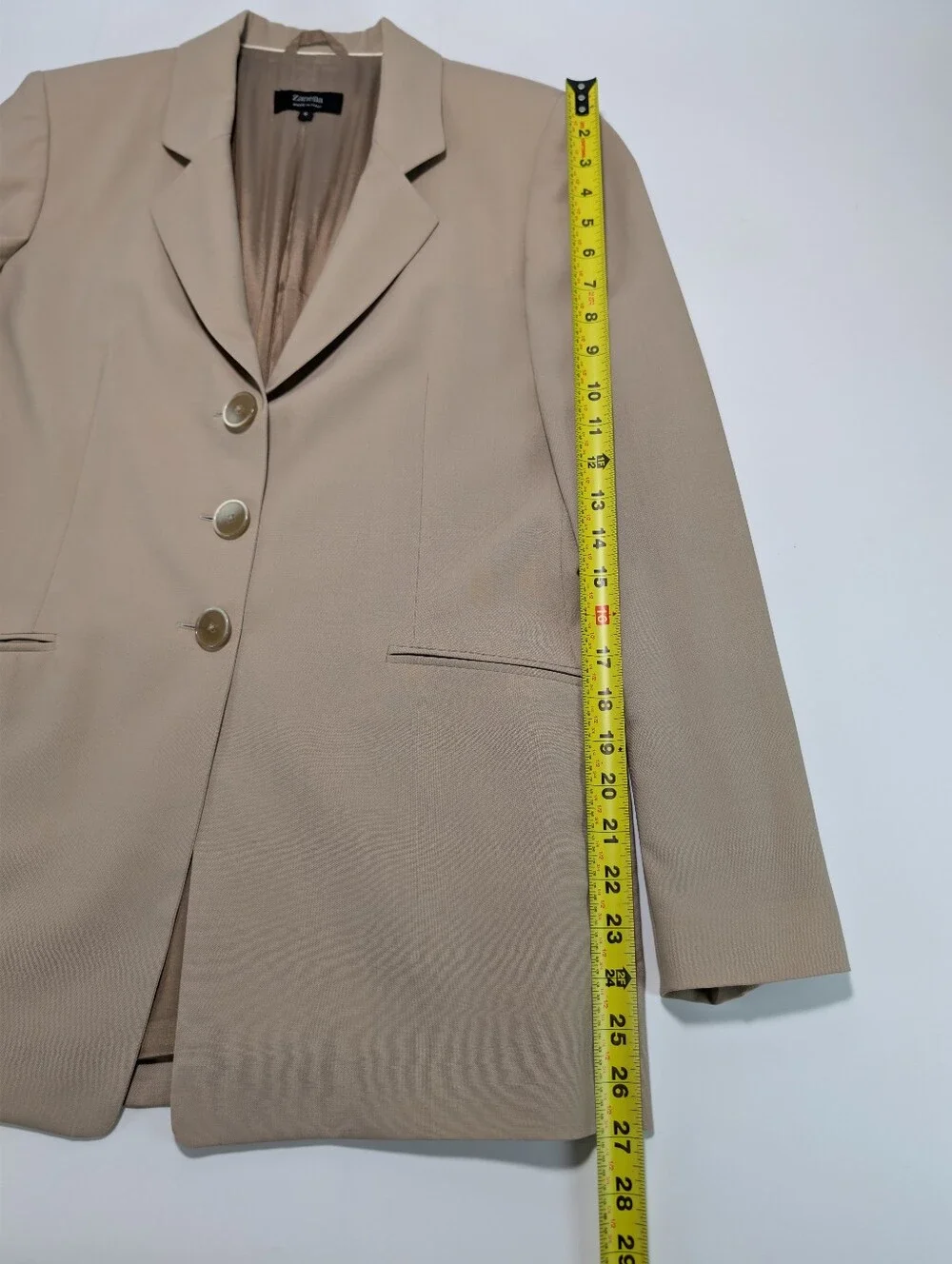 Zanella Tan Single Breasted Three Button Lightweight Blazer